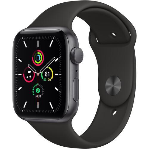 Apple Watch Series SE 1 (2020) GPS 44 mm - Aluminium Gris sidéral - Bracelet sport Noir Reconditionné - Apple reconditionné disponible sur Backmarket