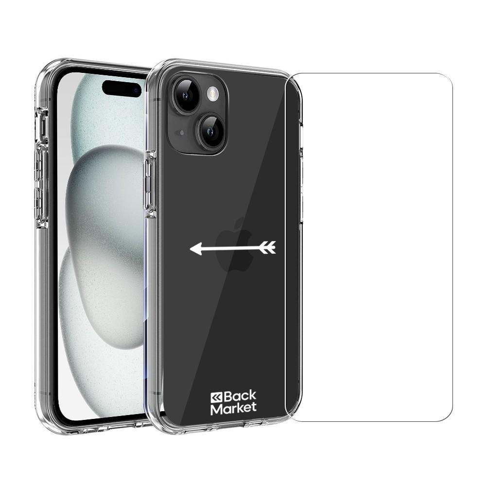 Coque Back Market iPhone 15 et écran de protection - Plastique 60% recyclé - Transparent Reconditionné - Back Market reconditionné disponible sur Backmarket