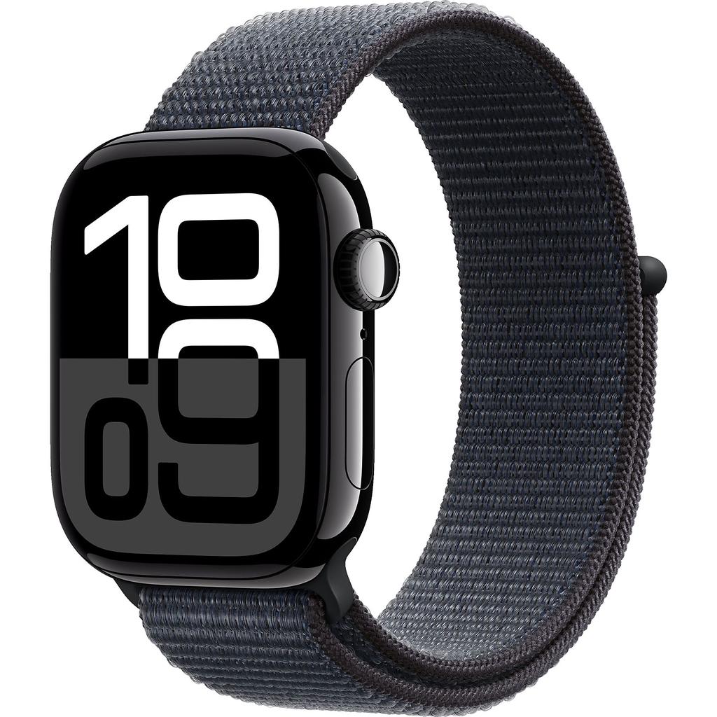 Apple Watch Series 10 (2024) GPS 46 mm - Aluminium Noir de jais - Boucle sport Noir - Reconditionné Apple sur Backmarket