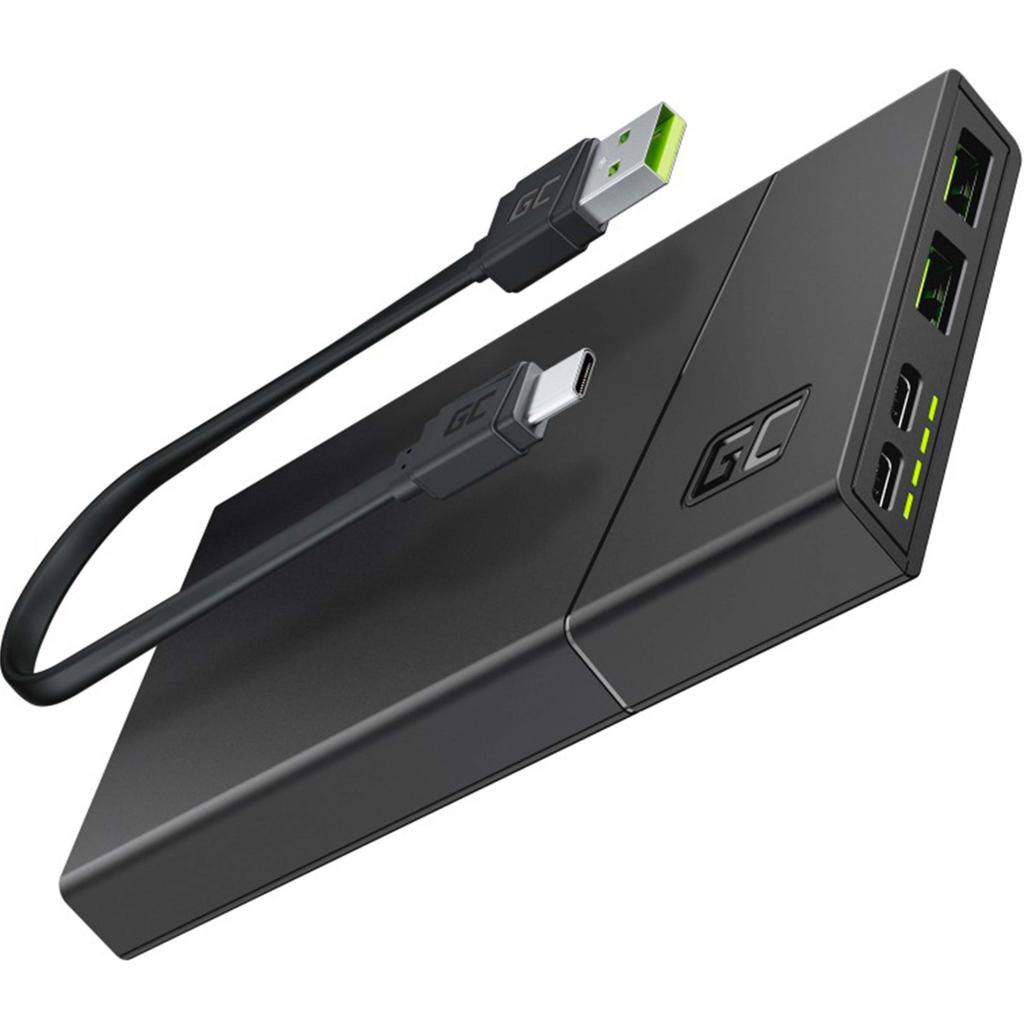 Batterie externe Green Cell Power Bank 10000mAh 5V 2xUSB-A 2xUSB-C 18W Reconditionné - Green Cell reconditionné disponible sur Backmarket