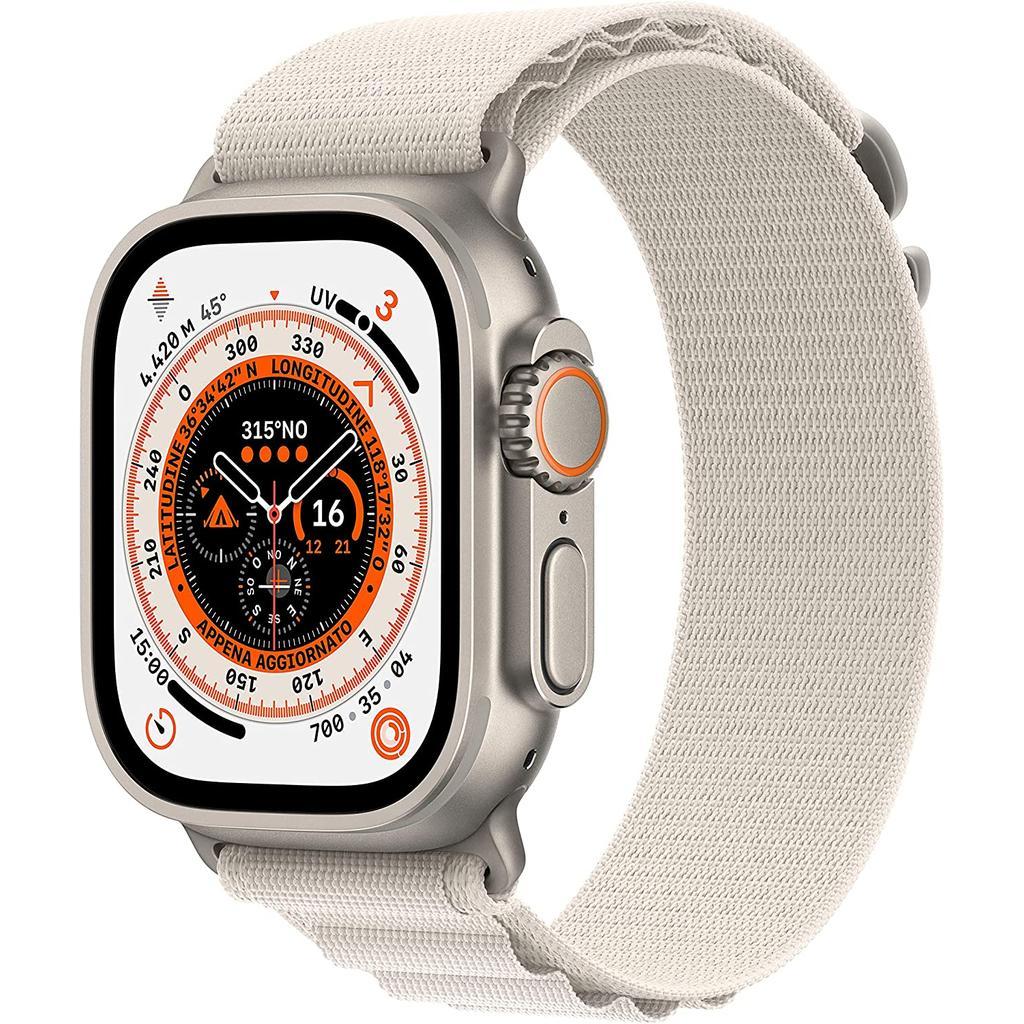 Apple Watch Ultra (2022) GPS + Cellular 49 mm - Titane Titane naturel - Boucle Alpine Blanc Reconditionné - Apple reconditionné disponible sur Backmarket