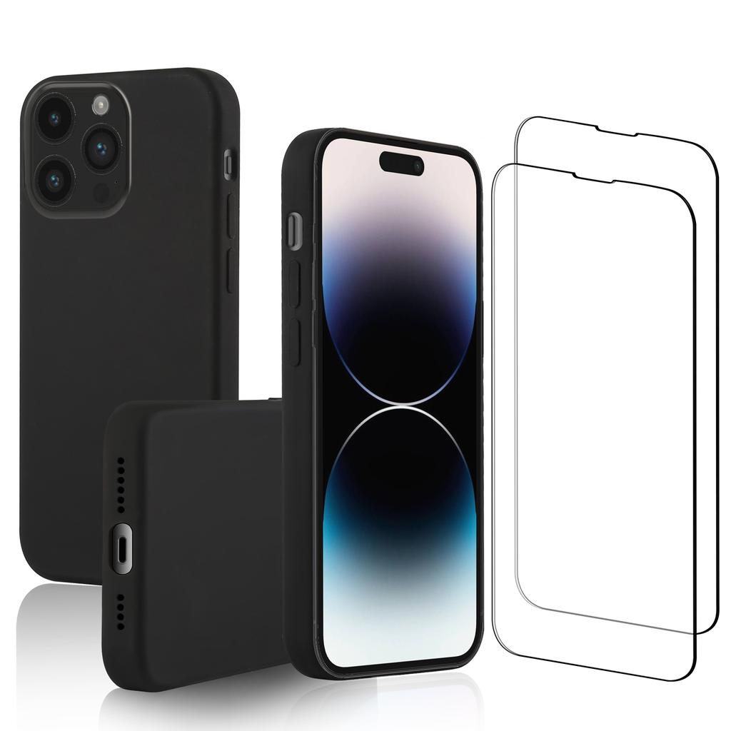 Coque iPhone 15 Pro Max et 2 écrans de protection - Silicone - Noir Reconditionné - N/A reconditionné disponible sur Backmarket