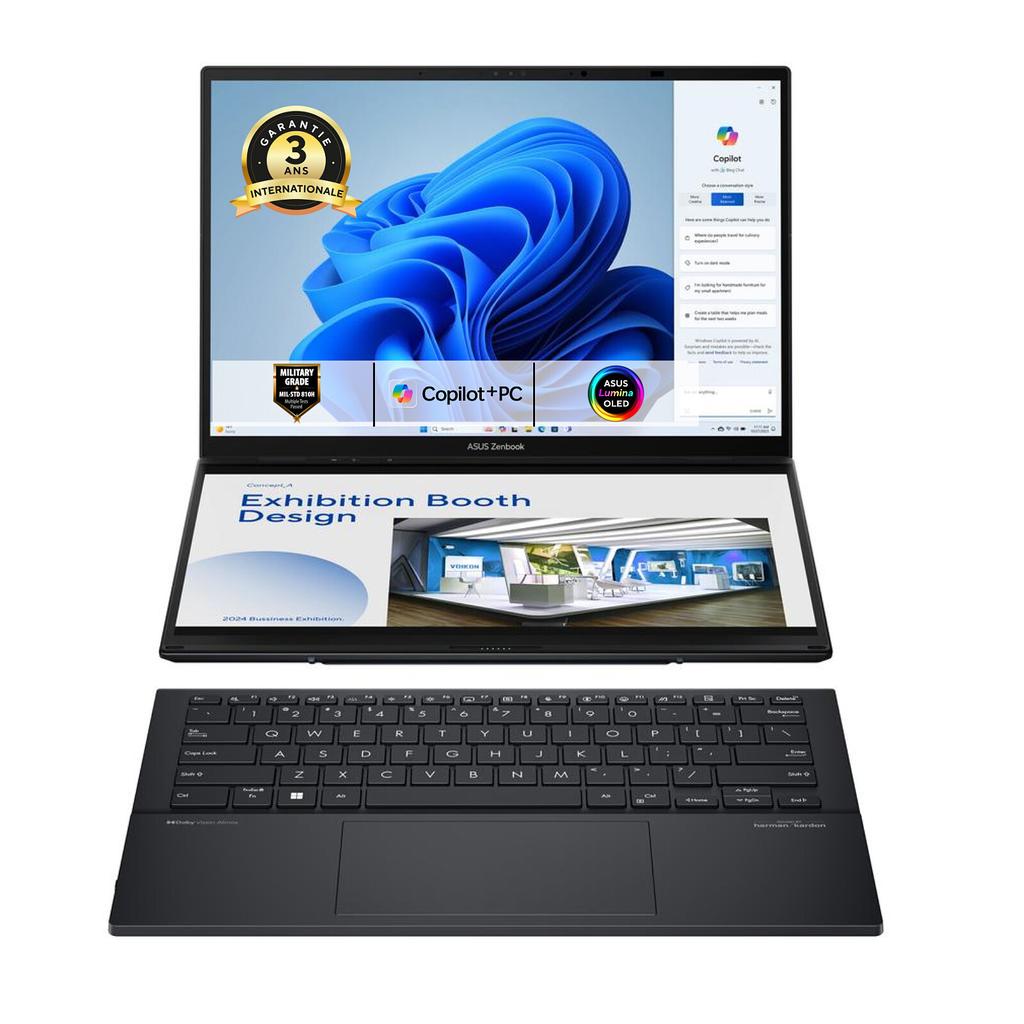Asus ZenBook Duo 14 OLED (UX8406CA) 14"" Core Ultra 9 2.9 GHz - SSD 2 TB - 32 Go - Intel Arc Graphics QWERTY - Arabe Reconditionné - Asus reconditionné disponible sur Backmarket