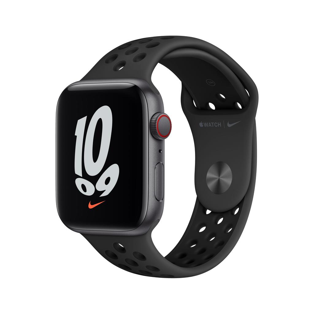 Apple Watch Series SE 1 (2020) GPS + Cellular 44 mm - Aluminium Gris sidéral - Bracelet sport Nike Noir - Reconditionné Apple sur Backmarket