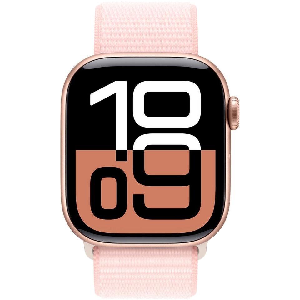 Apple Watch Series 10 (2024) GPS 42 mm - Aluminium Or rose - Boucle sport Rose Reconditionné - Apple reconditionné disponible sur Backmarket