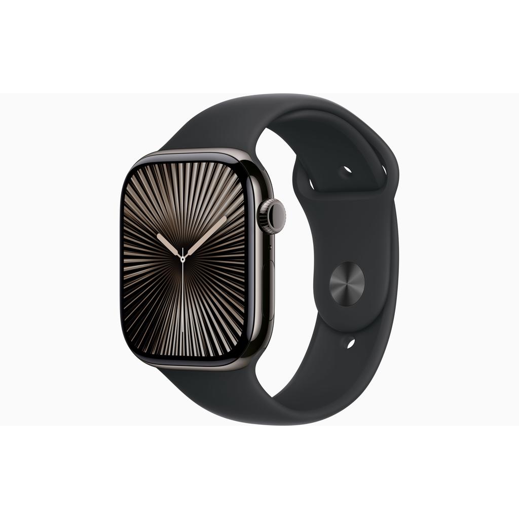 Apple Watch Series 10 (2024) GPS + Cellular 42 mm - Titane Ardoise - Bracelet sport Noir Reconditionné - Apple reconditionné disponible sur Backmarket