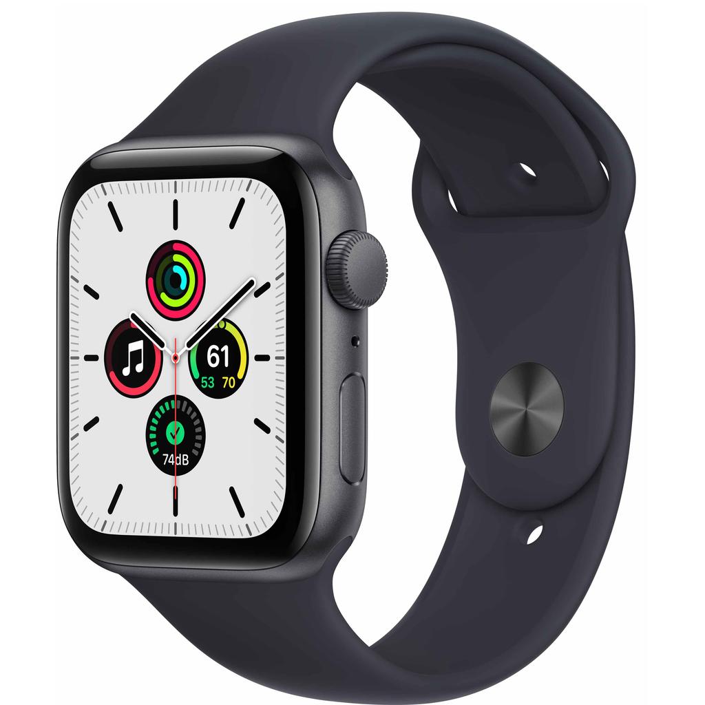 Apple Watch Series SE 1 (2020) GPS 44 mm - Aluminium Gris sidéral - Bracelet sport Midnight - Reconditionné Apple sur Backmarket
