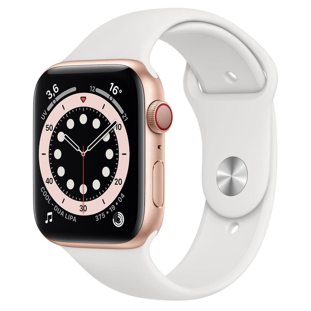 Apple Watch Series 5 (2019) GPS + Cellular 44 mm - Acier inoxydable Or - Bracelet sport Blanc