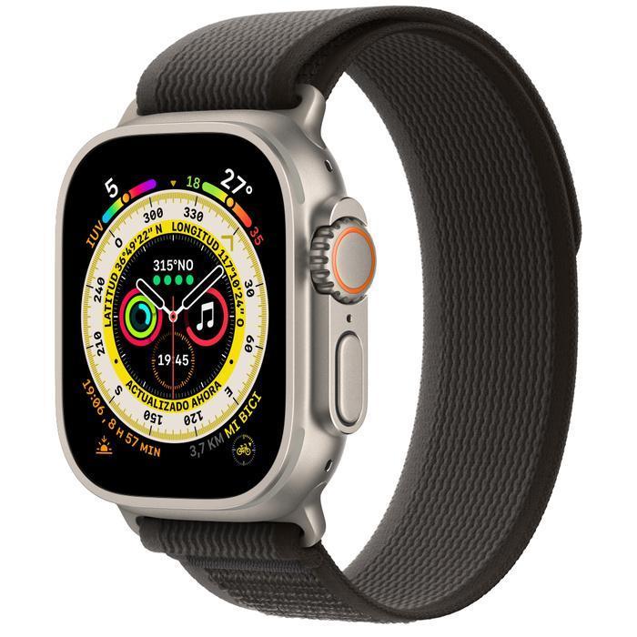 Apple Watch Ultra (2022) GPS + Cellular 49 mm - Titane Titane naturel - Boucle Trail Noir
