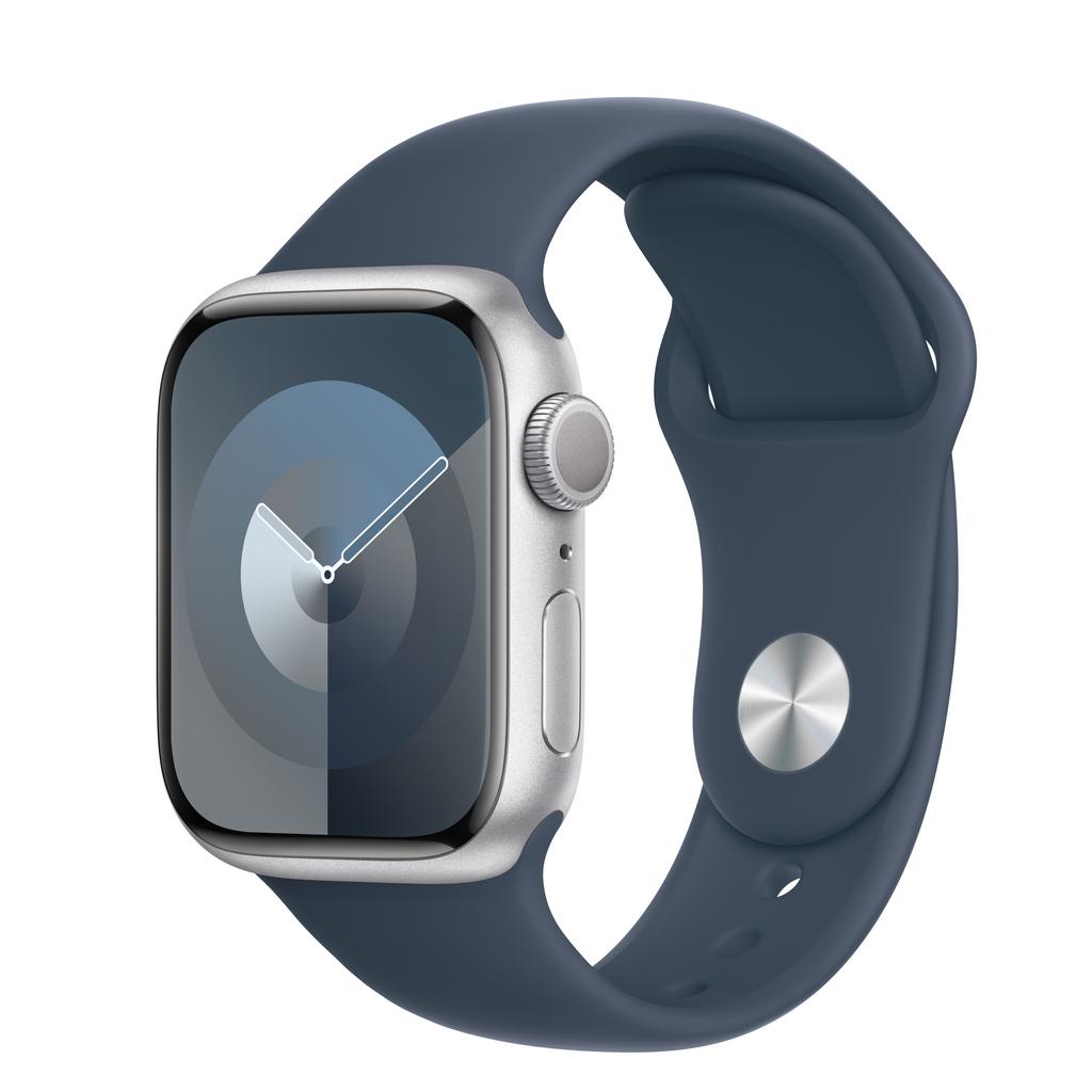Apple Watch Series 9 (2023) GPS + Cellular 41 mm - Aluminium Argent - Bracelet sport Bleu