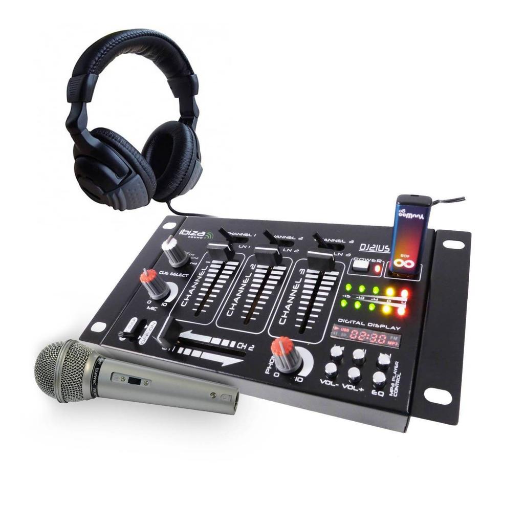 Accessoires audio Table de mixage - Ibiza sound - 4 voies 7 entrées USB - casque - micro silver