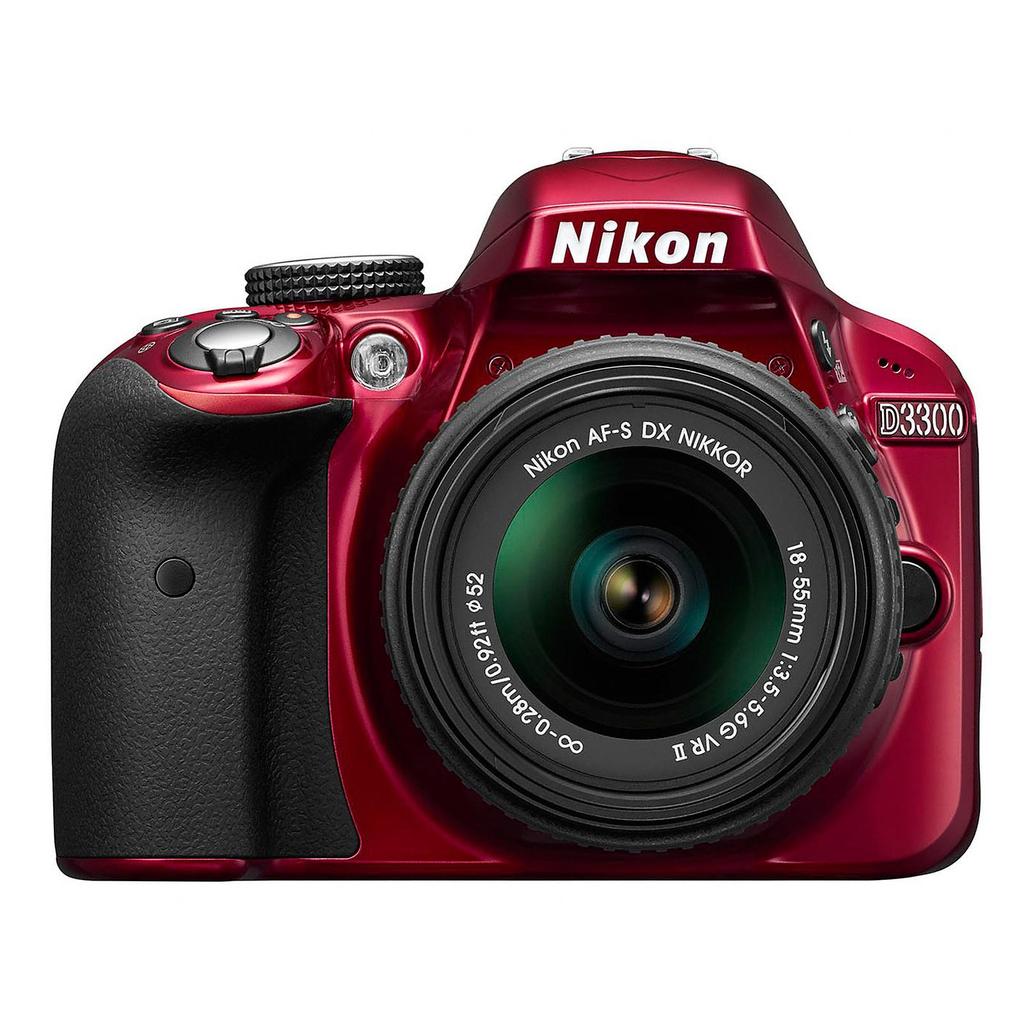 Reflex D3300 - Rouge + Nikon AF-S DX Nikkor 18-55mm f/3.5-5.6 G VR f/3.5-5.6