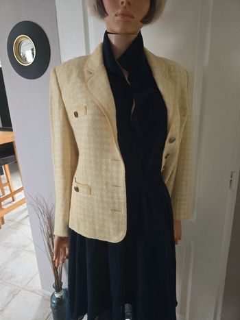 Veste tweed jaune pastel vintage français Taille 40