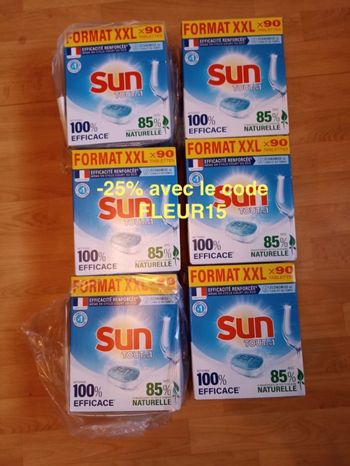 Lot de 6 boîtes de pastilles lave vaisselle Sun x90 format XXL - Comme neuf sur Beebs