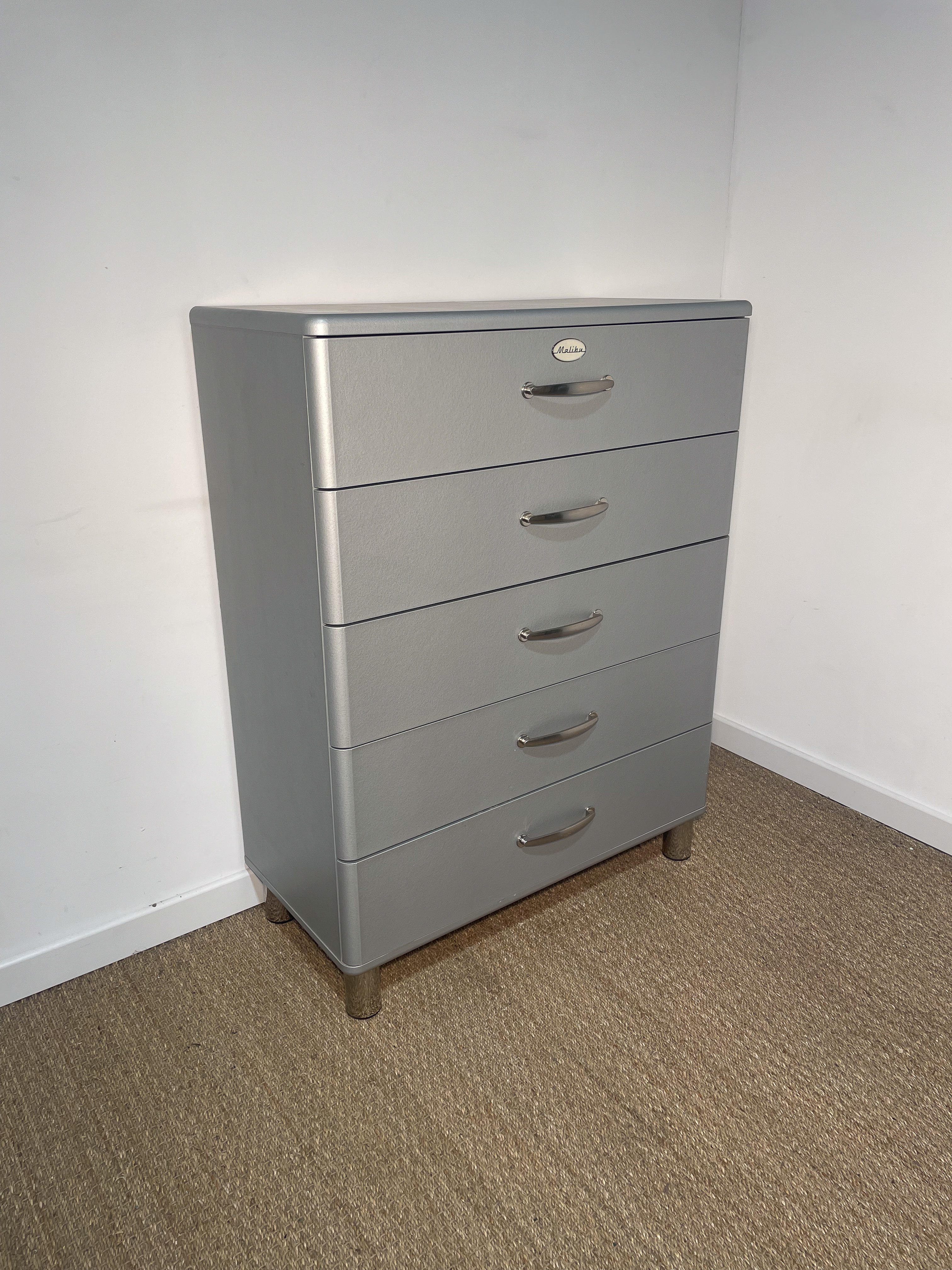 Commode à tiroirs argenté Malibu