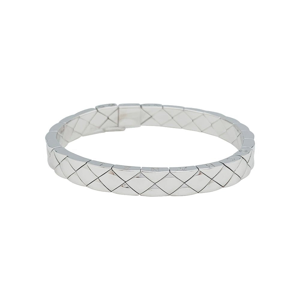 Bracelet CHANEL, "Matelassé", or blanc