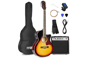 MAX Showkit - Guitare électro-acoustique - Sunburst, cordes en acier, ampli 40W, sac de transport, accordeur numérique Très bon état - N/A reconditionné disponible sur Darty