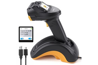 Scanner de Code-Barres Bluetooth sans Fil, 1D/2D/QR, avec Ecran Tactile et Base Intelligente, Modules Doubles CMOS+CCD Bon état - Inateck reconditionné disponible sur Darty