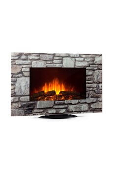 Colmar Cheminée électrique 1000W / 2000W sur pied ou murale LED 7 couleurs verre Décor imitation pierre gris Bon état - Klarstein reconditionné disponible sur Darty
