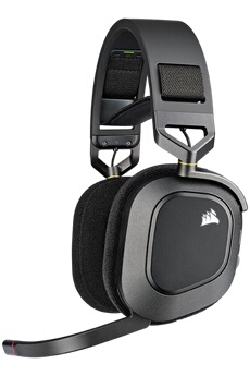 HS80 RGB WIRELESSCasque gaming premium avec audio spatial, carbone Bon état - Corsair reconditionné disponible sur Darty