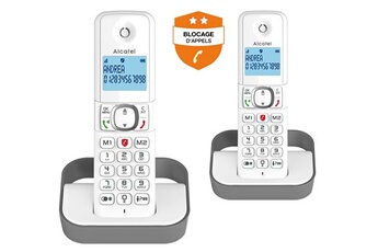 Acheter Pack Duo F 860 Duo avec fonction blocage des appels publicitaires blanc gris Bon état - 26,99 € Pack Duo F 860 Duo avec fonction blocage des appels publicitaires blanc gris Bon état - Alcatel reconditionné disponible sur Darty