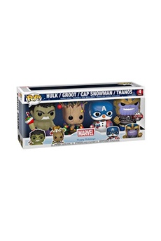 Pack de 4 Figurines Pop Marvel Holiday Groot Hulk Thanos Captain America Exclusivité Fnac Très bon état - Funko reconditionné disponible sur Darty