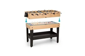 Table multijeux - babyfoot - 15 jeux différents avec description - plateau de rangement - 4 terrains de jeu - table en mdf Bon état - OneConcept reconditionné disponible sur Darty
