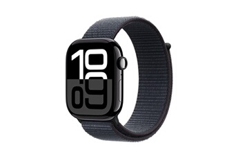 Apple Watch Series 10 GPS + Cellular 46mm Boîtier en Aluminium Noir de Jais avec Boucle Sport Encre Violette
