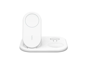 Socle de recharge 3-en-1 aimanté (Qi2) et pliable, 15W, blanc Très bon état - Belkin reconditionné disponible sur Darty