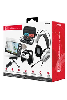 Pack accessoires gaming dreamGEAR pour Nintendo Switch Modèle OLED Noir et blanc Bon état - Just For Games reconditionné disponible sur Darty