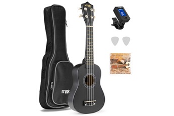 Max UKEY - Pack ukulélé et accessoires - Noir, cordes en nylon, avec un accordeur numérique, 2 médiators Très bon état - N/A reconditionné disponible sur Darty