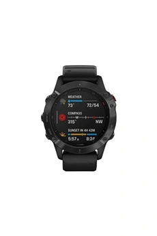 fenix 6 Pro - 47 mm - noir - montre de sport avec bande - silicone - noir - taille du poignet : 125-208 mm - affichage 1.3"" - 32 Go - Bluetooth, Bon état - Garmin reconditionné disponible sur Darty