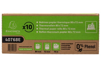 Bobine thermique 48g 80x72mm-76m sans phenol et sans plastique - boite de 10 Bon état - Exacompta reconditionné disponible sur Darty