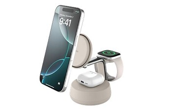 Acheter Station de recharge 3-en-1 Qi2, 25W, câble et adaptateur secteur USB-C inclus, sable Bon état - 99,99 € Station de recharge 3-en-1 Qi2, 25W, câble et adaptateur secteur USB-C inclus, sable Bon état - Belkin reconditionné disponible sur Darty