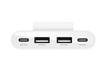 Hub 4 ports (2 USB-C et 2 USB-A) avec câble de 2 m - blanc Très bon état - Belkin reconditionné disponible sur Darty