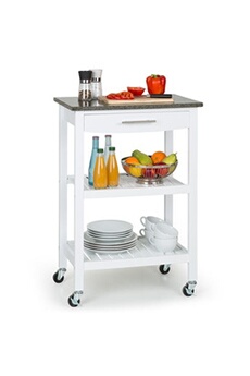 Tennessee Chariot de service Chariot de cuisine 4 étages bois granit mobile - Blanc - Bon état Klarstein sur Darty