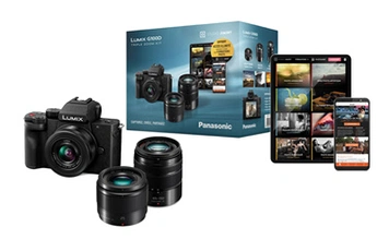 Pack G100D + Objectif standard 12-32mm + téléobjectif 45-150mm + focale fixe 25mm F1.7 + formation Jiminy Très bon état - Panasonic reconditionné disponible sur Darty