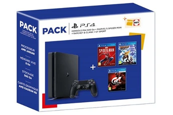 SONY PACK PS4 500 GO + MARVEL'S SPIDER-Man +GT Sport + Ratchet & Clank Bon état - Sony reconditionné disponible sur Darty