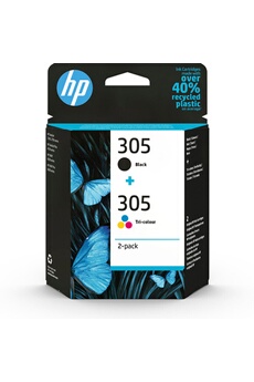 HP 305 Pack de 2 Cartouches d'Encre Noire et Trois Couleurs Authentiques (6ZD17AE) Bon état - Hewlett-Packard reconditionné disponible sur Darty