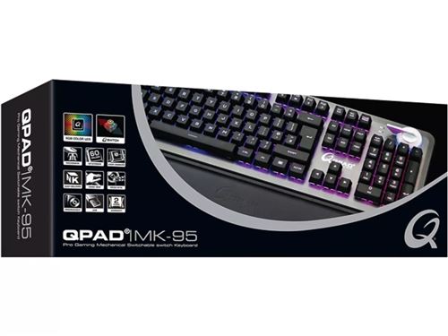 QPAD - MK-95-DE PRO - Clavier gaming mécanique à commutateur, avec rétro-éclairage RGB et repose-paume, capuchons de touches à peindre, disposition DE État correct - N/A reconditionné disponible sur Fnac