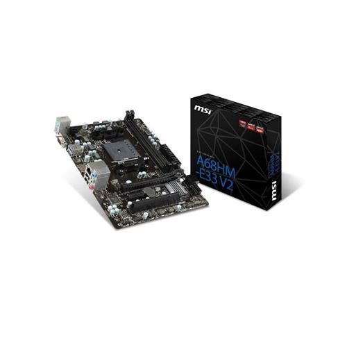 MSI A68HM-E33 V2 - Carte-mère - micro ATX - Socket FM2+ - AMD A68H Chipset - USB 3.0 - Gigabit LAN - carte graphique embarquée (unité centrale requise) - audio HD (8 canaux)
