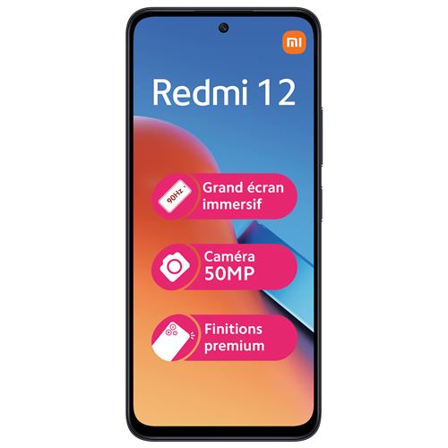 Smartphone Xiaomi Redmi 12 6,79"" Double nano SIM 128 Go Noir État correct - Xiaomi reconditionné disponible sur Fnac
