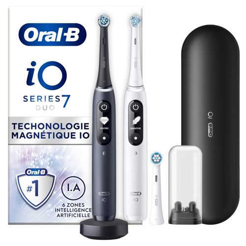 Oral-b io 7 - duo avec etui de voyage premium - noire et blanche - brosses à dents électriques État correct - N/A reconditionné disponible sur Fnac