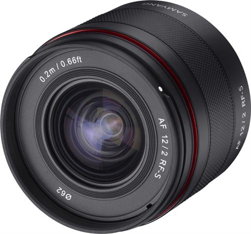 Objectif à Focale fixe ultra grand-angle Samyang AF 12 mm F2 RF-S Noir pour Canon APS-C Monture RF État correct - Samyang reconditionné disponible sur Fnac
