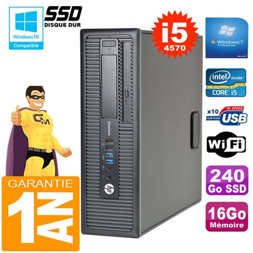 Pc hp elitedesk 800 g1 sff core i5-4570 16go disque 240go ssd graveur dvd wifi w7 État correct - Hewlett-Packard reconditionné disponible sur Fnac