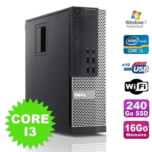 Pc dell optiplex 990 sff i3-2120 3.3ghz 16go disque 240go ssd dvd wifi w7 État correct - Dell reconditionné disponible sur Fnac