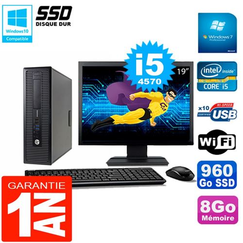 Pc hp elitedesk 800 g1 sff ecran 19' core i5-4570 8go disque 960 go ssd wifi w7 État correct - Hewlett-Packard reconditionné disponible sur Fnac