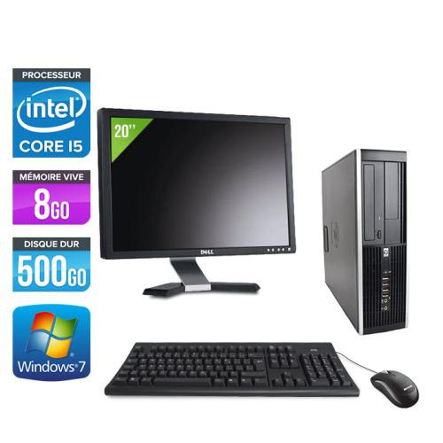Ordinateur HP Elite 8100 SFF + Ecran 20'' - Noir - Intel Core i5-650 / 3.2 GHz - RAM 8 Go - HDD 500 Go - DVDRW - Gigabit Ethernet - Windows 7 Professionnel État correct - Hewlett-Packard reconditionné disponible sur Fnac
