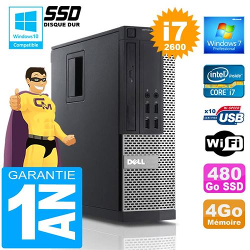 Pc dell 990 sff core i7-2600 ram 4go disque 480 go ssd wifi w7 État correct - Dell reconditionné disponible sur Fnac