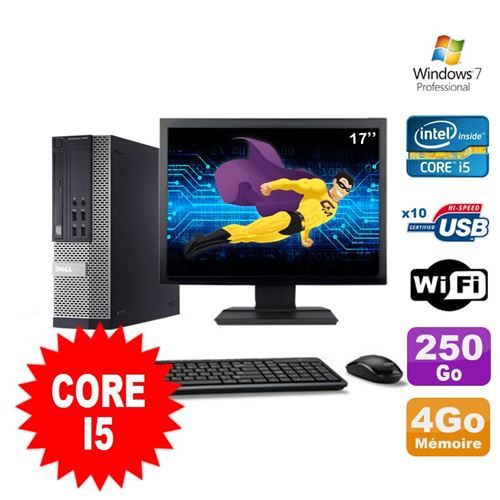 Pc dell optiplex 990 sff i5-2400 3.1ghz 4go 250go dvd wifi w7 ecran 17' État correct - Dell reconditionné disponible sur Fnac